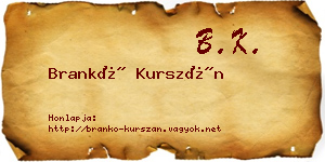 Brankó Kurszán névjegykártya